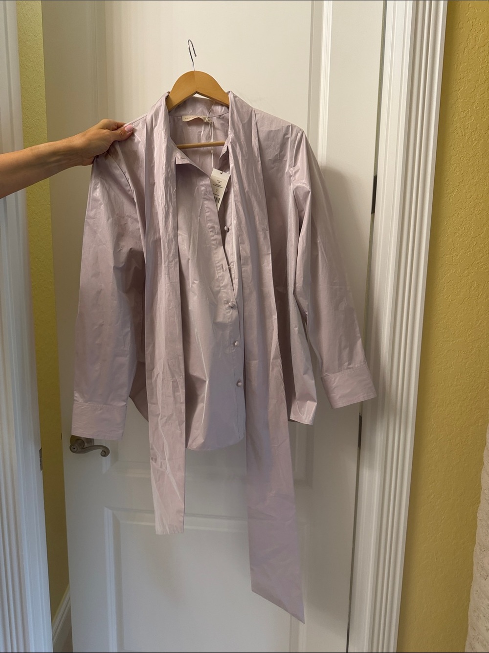Tory Burch Lilac Satin Blouse with Branded Neck Tag